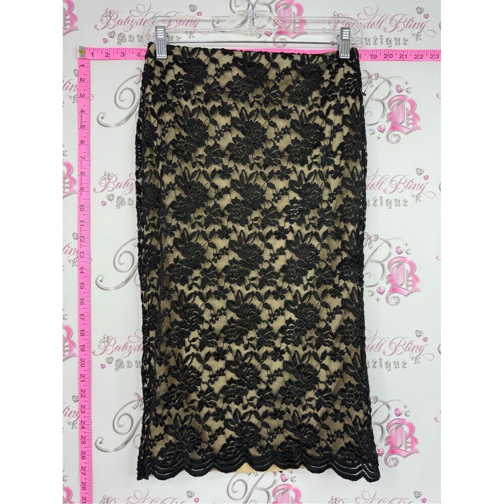Black collection skirt Lace Midi Pencil Skirt with Nude Underlay - Brand: